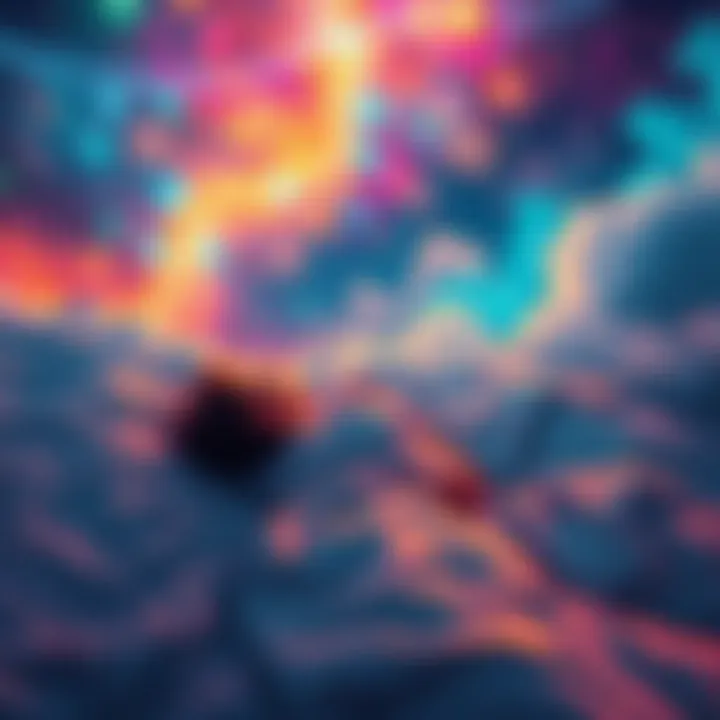 A person lying in bed, with colorful dream imagery swirling above them, symbolizing lucid dreaming