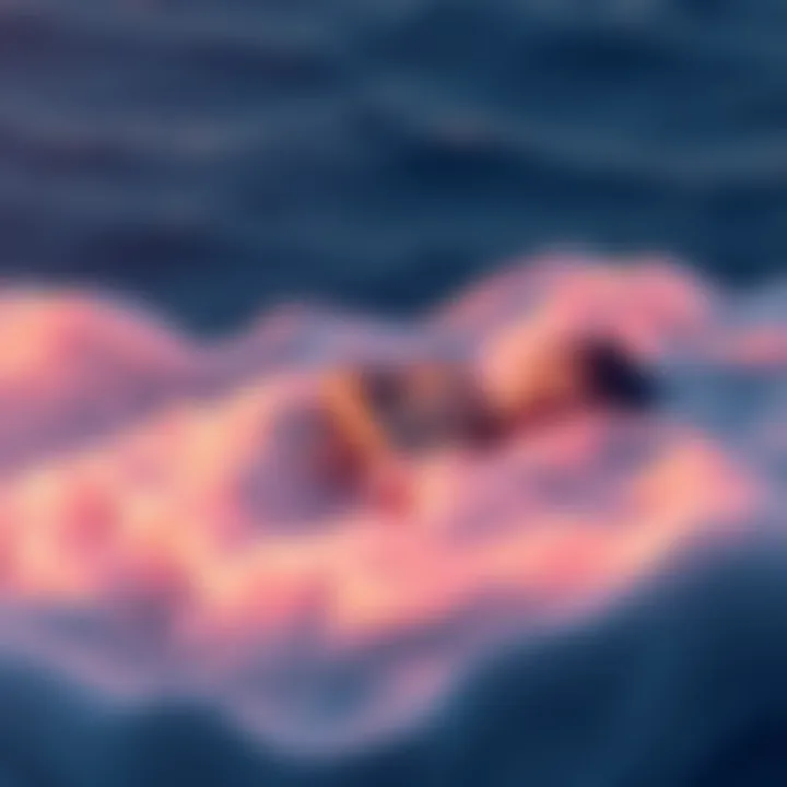 A serene scene showing a calm figure in deep sleep, surrounded by soft, flowing waves representing unity and the absence of separateness.