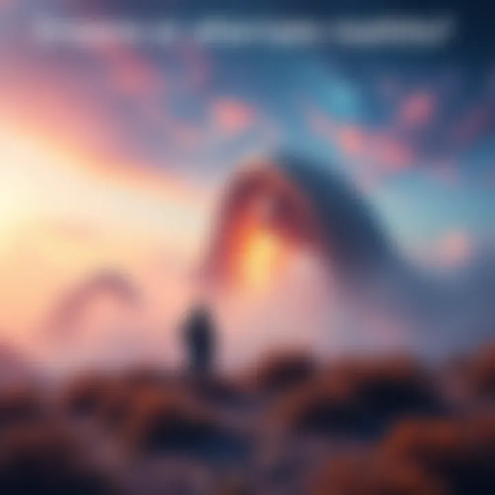 A person standing in a surreal landscape with shifting colors and shapes, symbolizing the blurring of dreams and alternate realities.