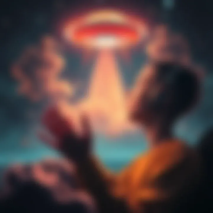 A person dreaming of a UFO landing while real-life sounds coincide with the dream