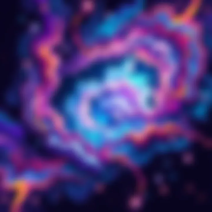 A colorful representation of dreams merging with different universes, showing swirling colors and abstract shapes.