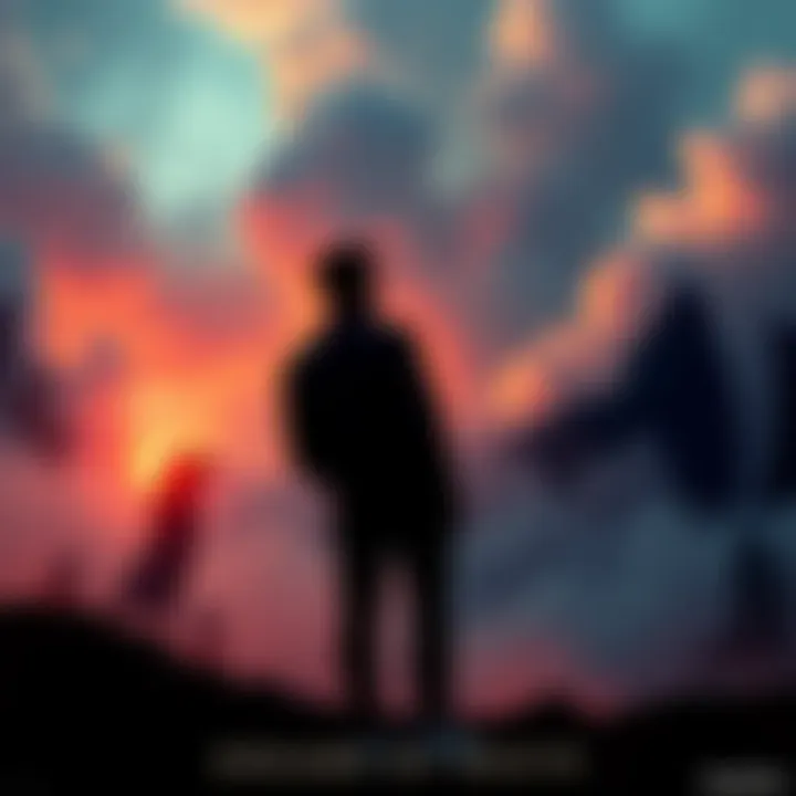 A person standing in a surreal dreamscape, observing shadowy figures representing strangers in tragic moments, with a mix of compassion and confusion on their face.