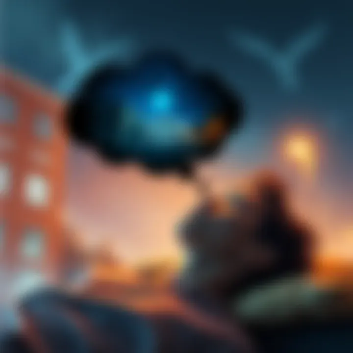 A person sleeping with a thought bubble showing a school event, illustrating the connection between dreams and reality