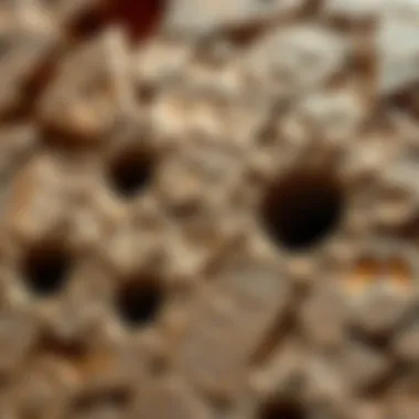 A close-up view of ancient core drill holes in granite at the Giza site, showcasing precision and craftsmanship