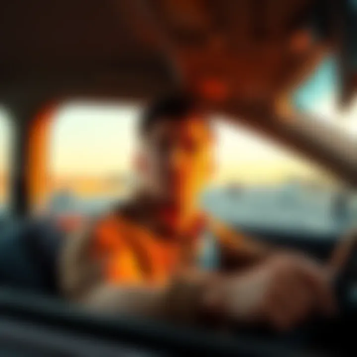 A man driving a car on a highway with a confused expression, indicating a moment of disbelief about a near-accident that didn't happen.