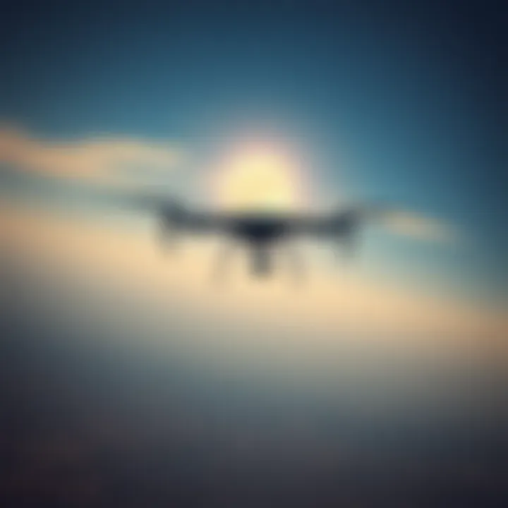 Drone Footage of Unknown Orb An aerial view showing a mysterious orb in the sky captured in drone footage over Yemen, with a distant landscape below.