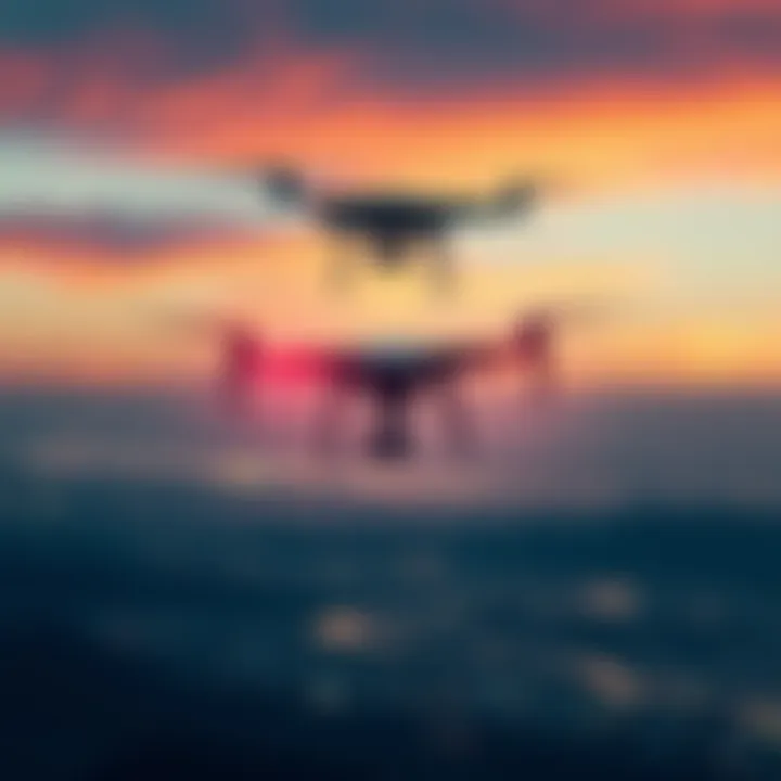 A drone flying in the sky above California, symbolizing potential threats as warned by the FBI.