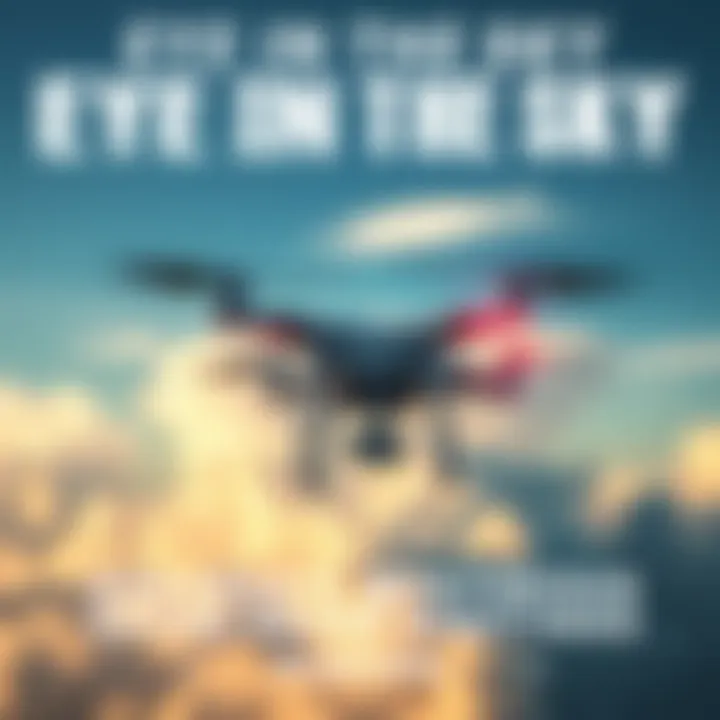 A large drone flying unnoticed in the sky over Sarasota, Florida, with clouds in the background.