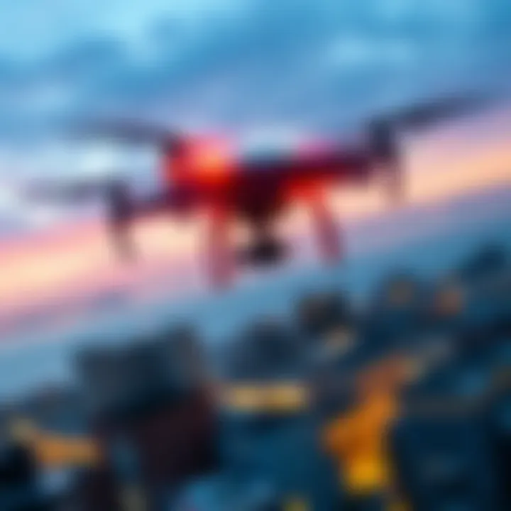 Drone flying over New Jersey A drone hovering above buildings in New Jersey during the panic incident