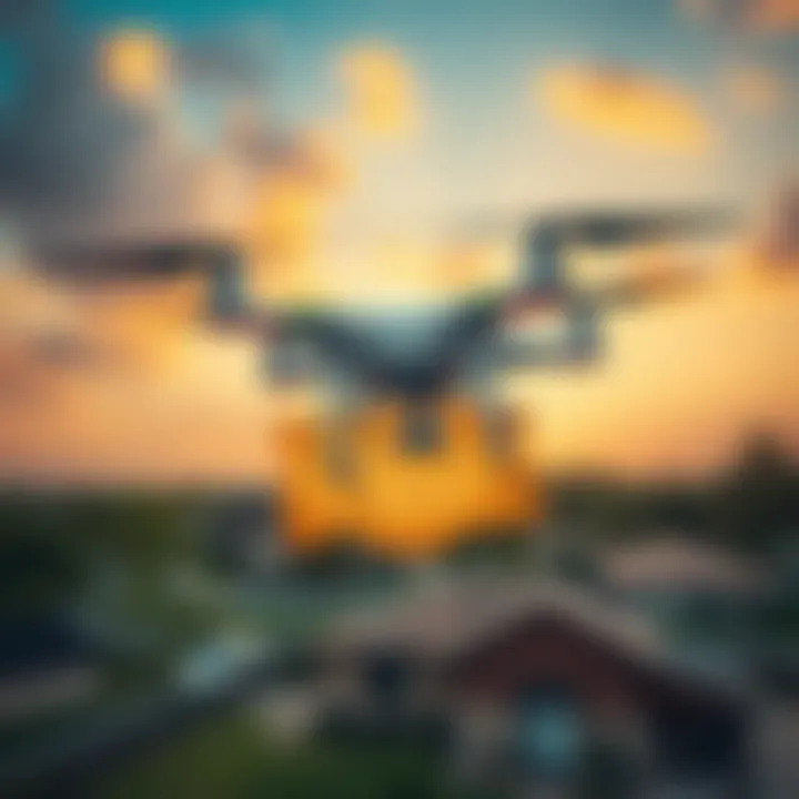 Drone Dropping Treasure Map A homeowner's drone releases a treasure map over a property, showcasing a creative selling technique.