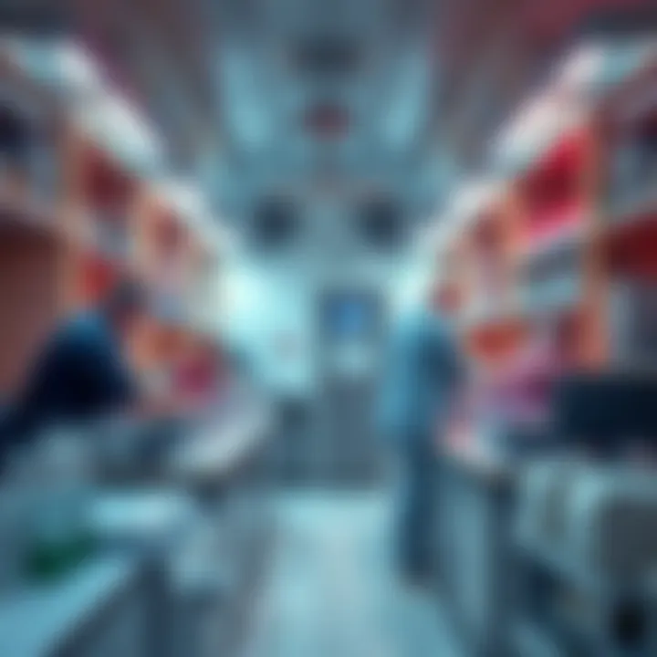 A drug testing lab with equipment and workers analyzing samples, highlighting the contrast between law enforcement and standard testing processes.