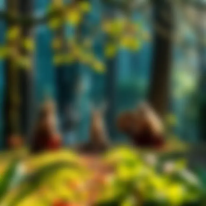 A Druid perform a ceremony in a forest surrounded by trees and plants, highlighting their connection to nature and balance of energies.