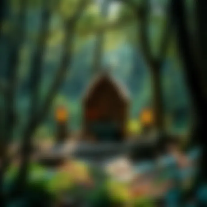 A serene forest scene showcasing a beautifully crafted altar surrounded by lush greenery, embodying the spirit of nature and druidry.