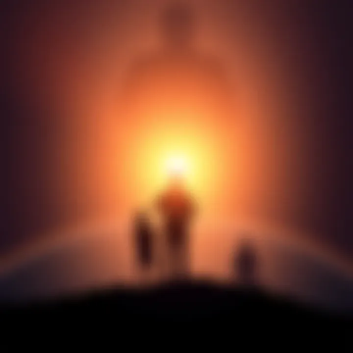 A visual depiction of two silhouettes reaching toward a bright, shared goal with a shadowy third figure in the background, symbolizing the influence of external factors on mutual desires.