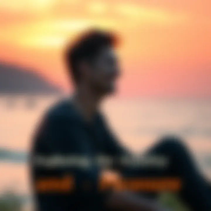 A person sitting in a serene environment, reflecting with a pained expression on one side and a joyful smile on the other, symbolizing the contrast of pain and pleasure in life.