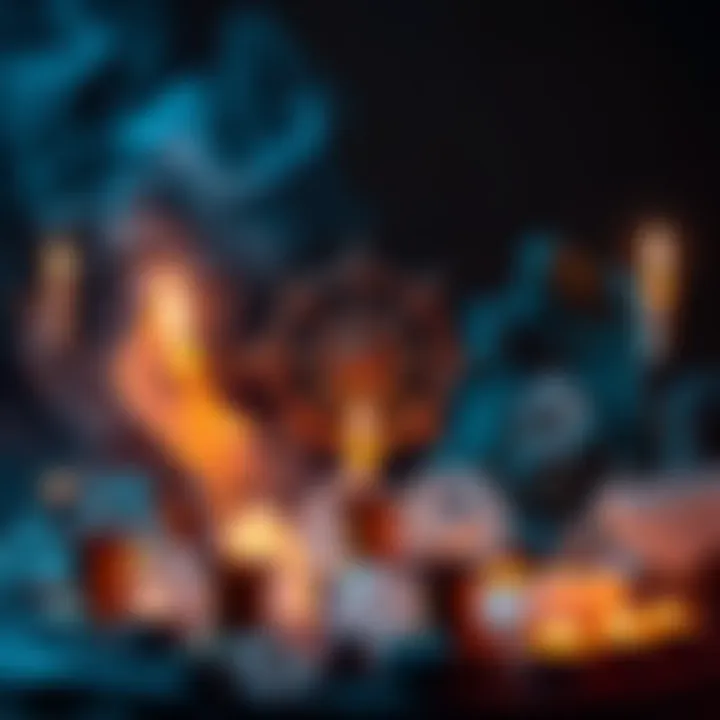 A visual representation of the Duke Aim symbol surrounded by candles and crystals, set in a mystical environment.