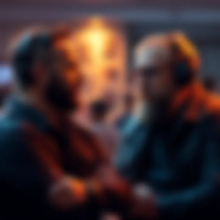Duncan Trussell and Joe Rogan share a thoughtful moment, with Trussell displaying a calm demeanor while Rogan appears contemplative.
