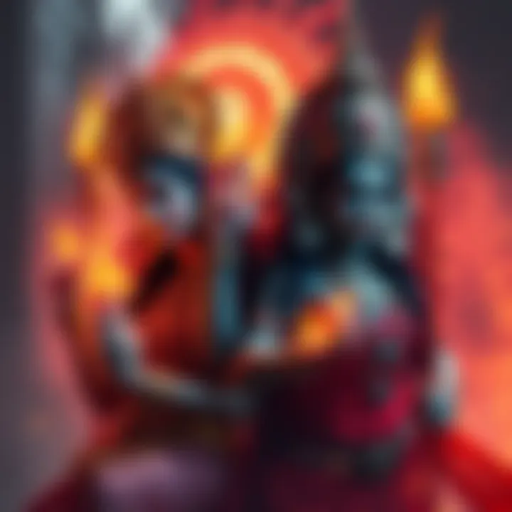 Artistic representation showcasing Durga and Kali, highlighting their unique characteristics and symbolic attributes