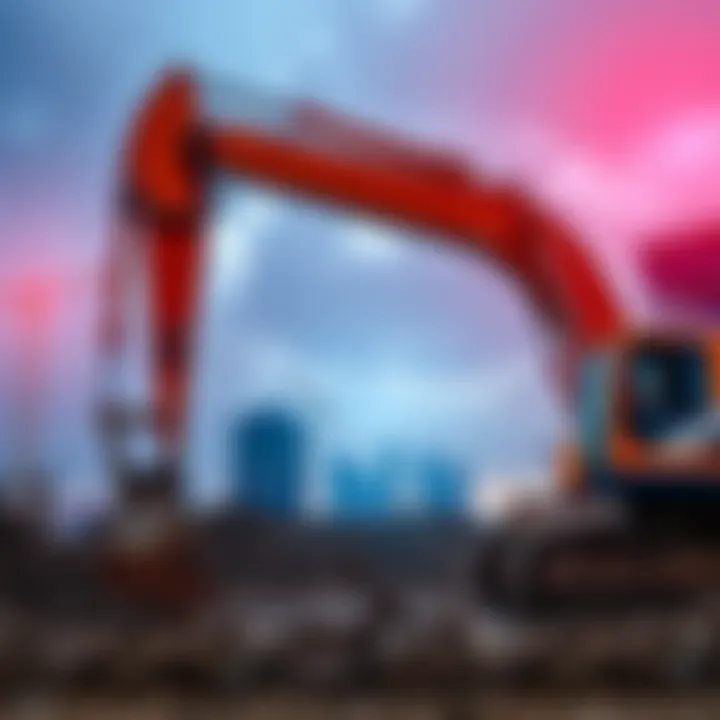 A Dutch-designed excavator demonstrating its advanced reach and digging capabilities on a construction site.
