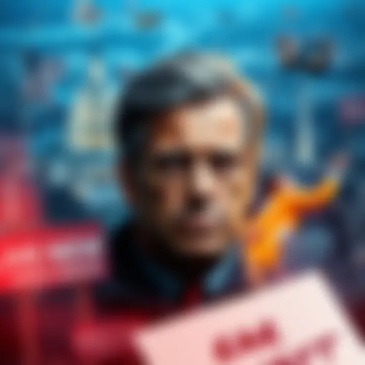 Earl Anthony Wayne with a concerned expression, surrounded by news headlines about his arrest warrant and allegations, set against a backdrop of Washington, D.C.