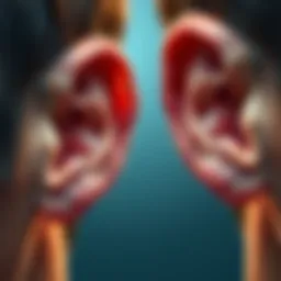 Comparison of two earlobes showing differences in shape and size