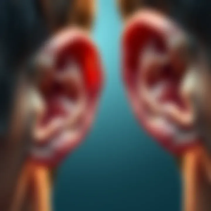 Comparison of two earlobes showing differences in shape and size