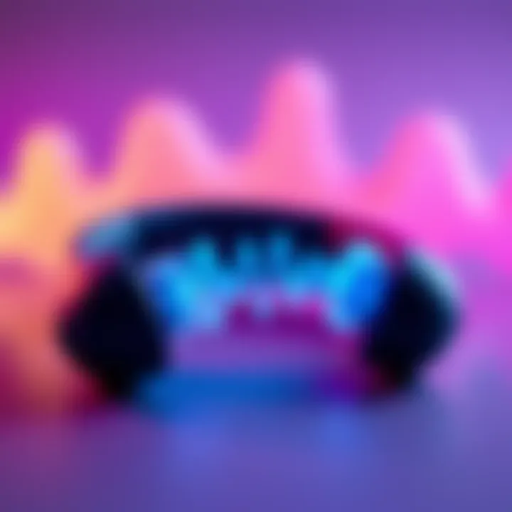 Close-up of earphones with sound waves illustrating creepy noises