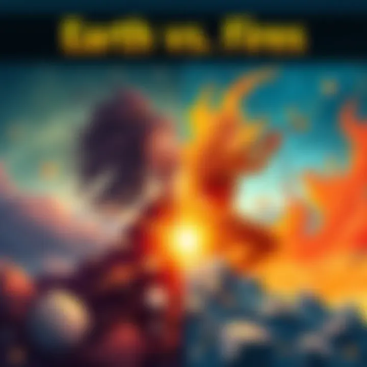 Illustration showing Virgo's grounded nature and Sagittarius's adventurous spirit, with earthy elements on one side and fiery elements on the other