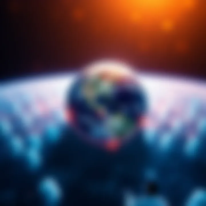 A vibrant image showing Earth from space with glowing souls surrounding it, symbolizing the connection between souls and our planet.