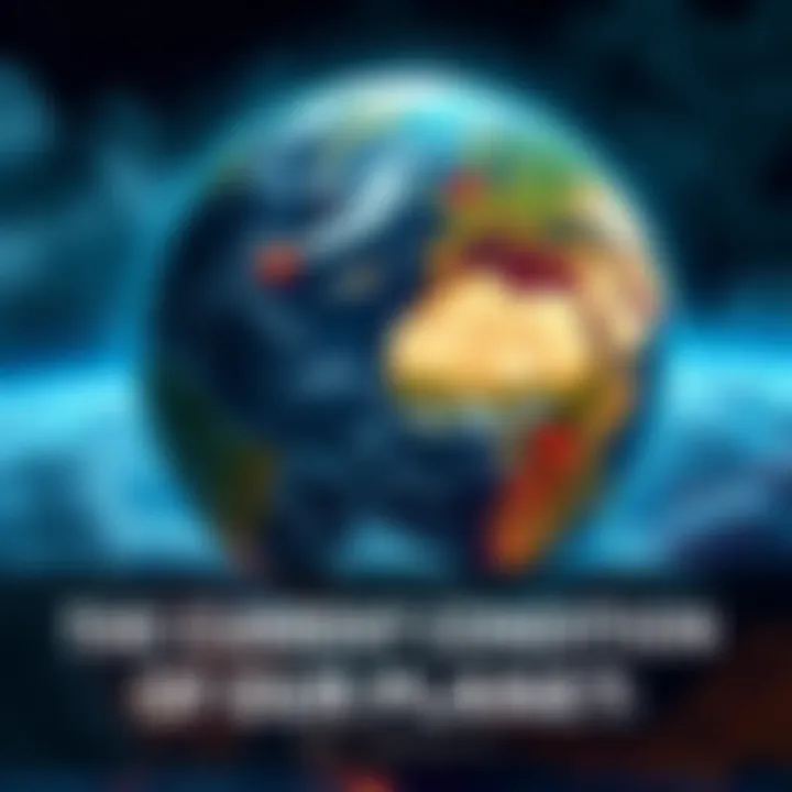 A view of Earth showing deforestation, pollution, and climate change effects