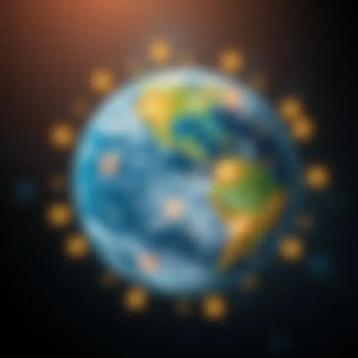 A visual representation of Earth with glowing resonance points connected by lines, symbolizing its sentience and human consciousness.