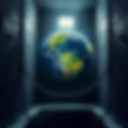 A dark, confined space representing Earth as a prison for souls, with chains symbolizing negative control and suffering.