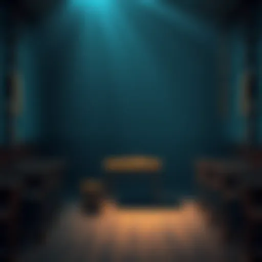 A visual representation showing a classroom with dark shadows and chains, symbolizing the Earth School theory as a prison instead of a learning place.