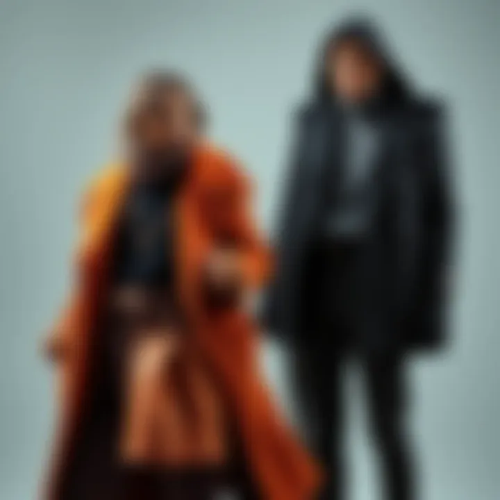 Fashion Representing Earth Signs and Scorpios A stylish autumn outfit featuring earthy tones next to a dark winter ensemble, showcasing the fashion preferences of Earth signs and Scorpios.