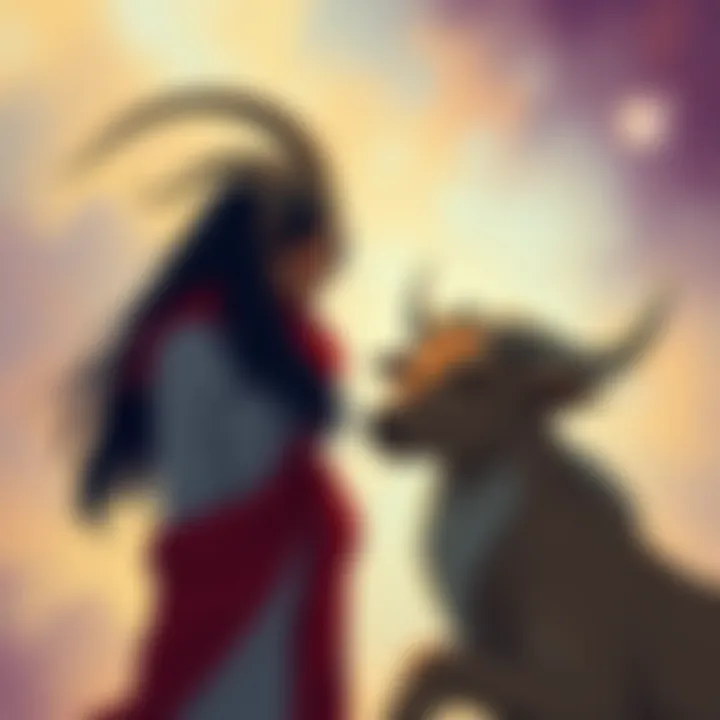 Illustration of a Capricorn and Taurus in a supportive conversation, representing trust in relationships.
