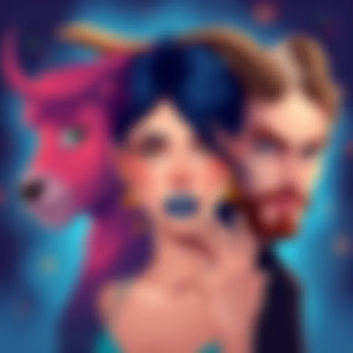 Illustration of Taurus, Virgo, and Capricorn showcasing their distinct physical traits in a vibrant and engaging manner.