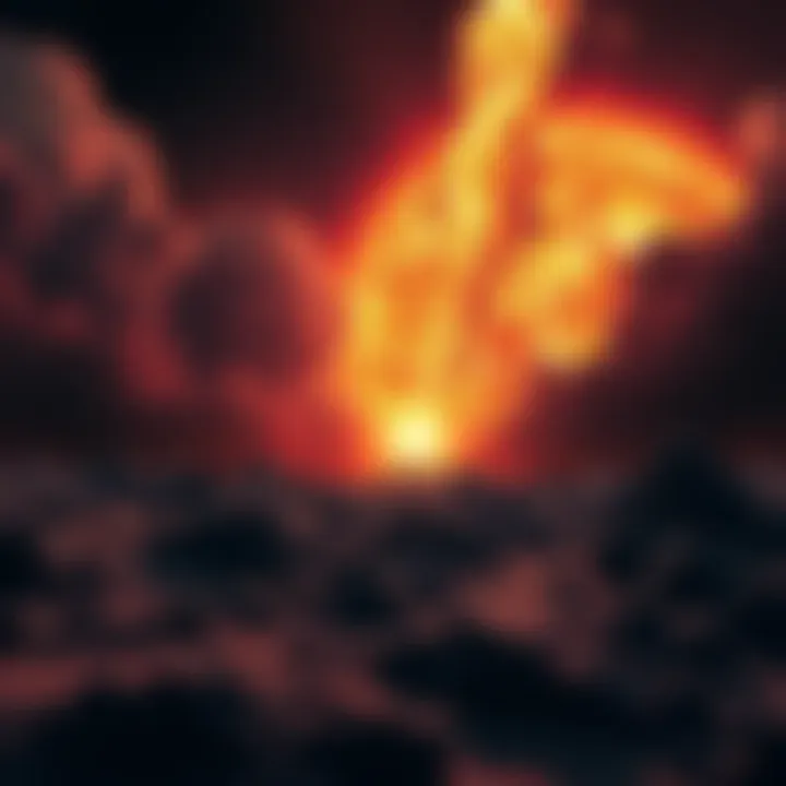 Dramatic image showing an earthquake shaking the ground while solar flares erupt in the background, illustrating the connection between the two phenomena.