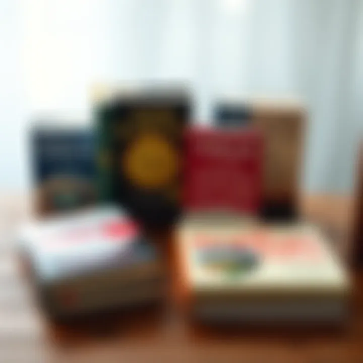 Various book covers by Eckhart Tolle including 'The Power of Now' and 'A New Earth' on a wooden table with a calming background