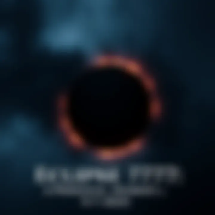A darkened sky during the 777 eclipse with a glowing crescent shape visible, symbolizing personal reflection and self-care.
