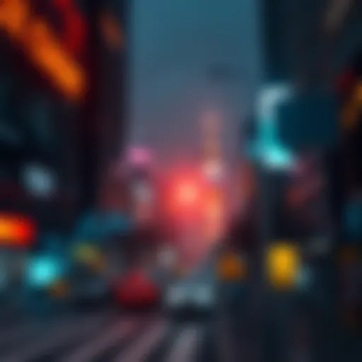 A still from an AI-generated video showing dark cityscapes with financial graphs and warning signs, symbolizing fears of economic collapse.