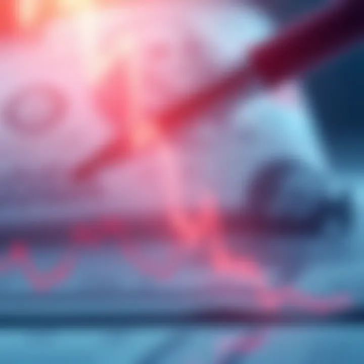 A downward trending graph representing America's economic challenges