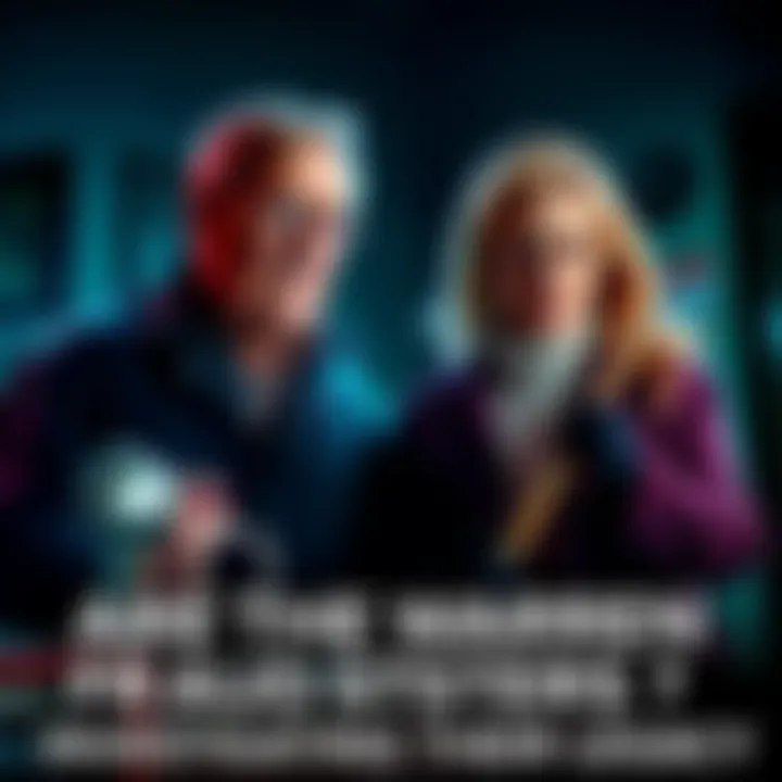 Ed and Lorraine Warren conducting a ghost investigation with tools in an eerie setting