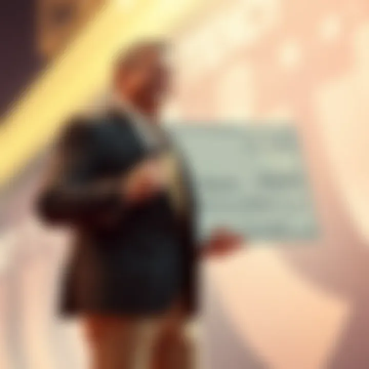 Ed McMahon standing next to a giant check for a contest winner