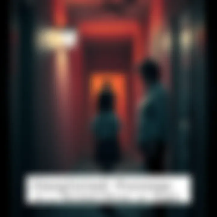 Eerie Figure in a Hallway A young girl and her aunt looking in fear at a shadowy figure in a dimly lit hallway that resembles the girl's mother in uniform