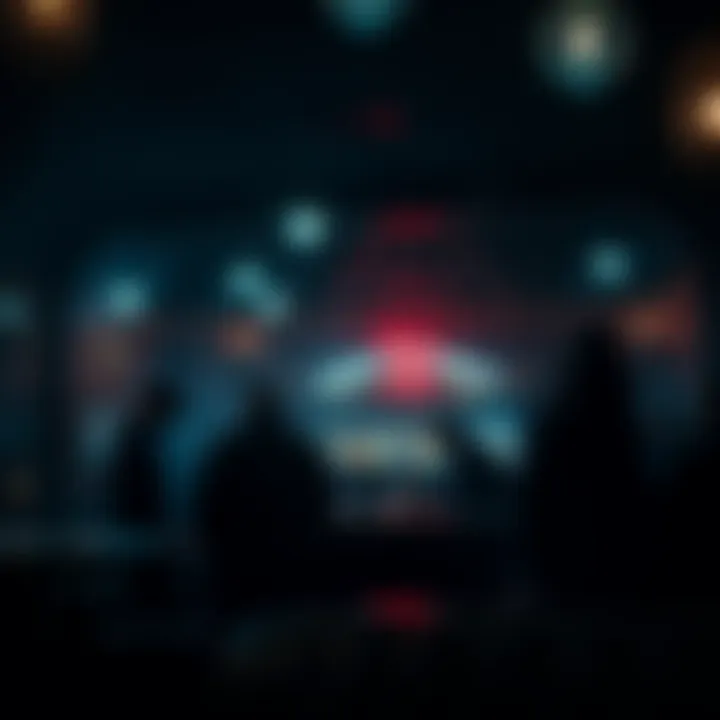 A dark bar scene with shadowy figures and a misty atmosphere, hinting at supernatural events happening around.