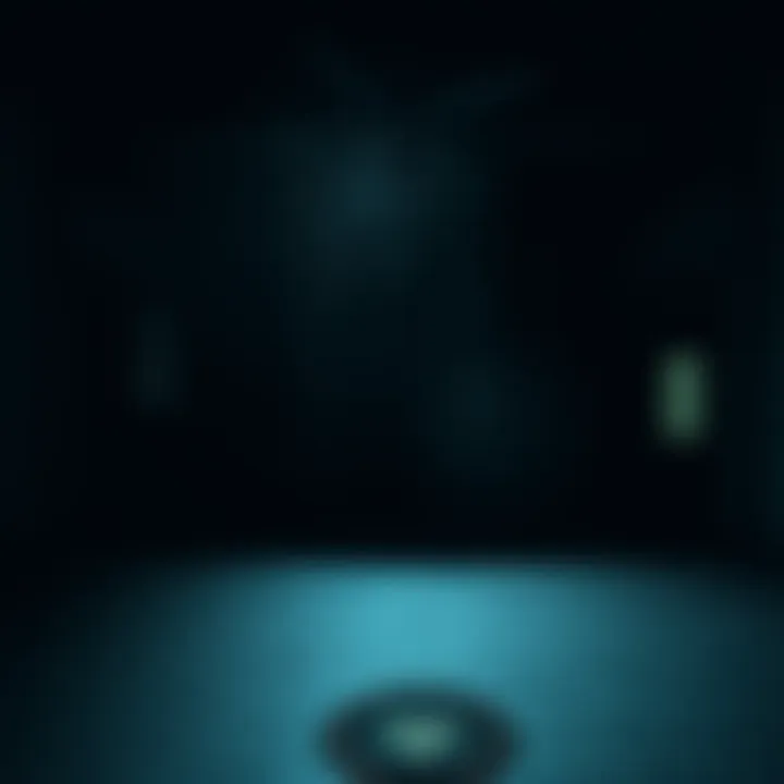 Eerie old house with shadows A dark, old house with mysterious shadows and a faint outline of a pentagram on the floor