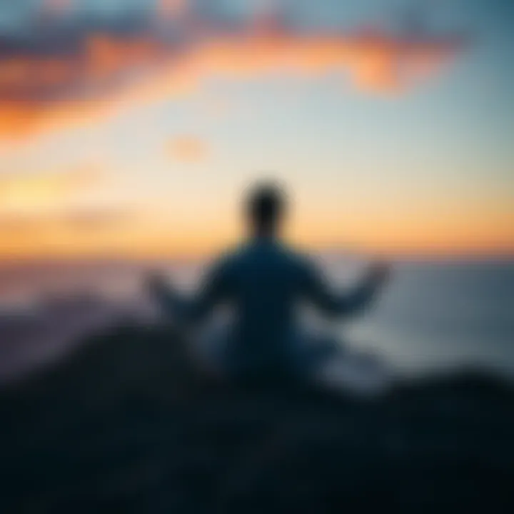 A serene person practicing meditation in a peaceful outdoor setting, representing the concept of wu wei and effortless action in life.