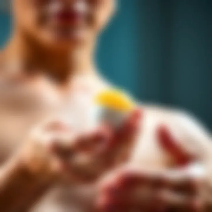 A person performing the first egg cleanse technique, holding an egg near their body, showcasing the method for wellness.