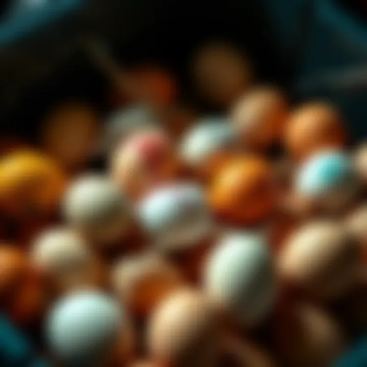 A collection of eggs in various stages of cleansing, showing different signs and symbols