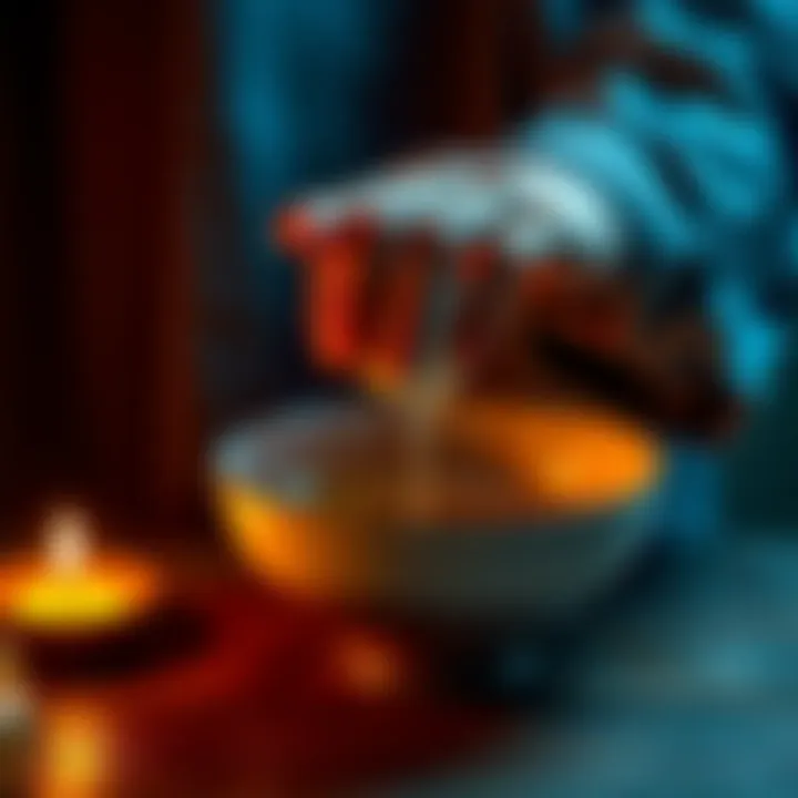 Egg Cleansing Ritual A person holding an egg over a bowl, performing an egg cleansing ritual to remove negative energy.